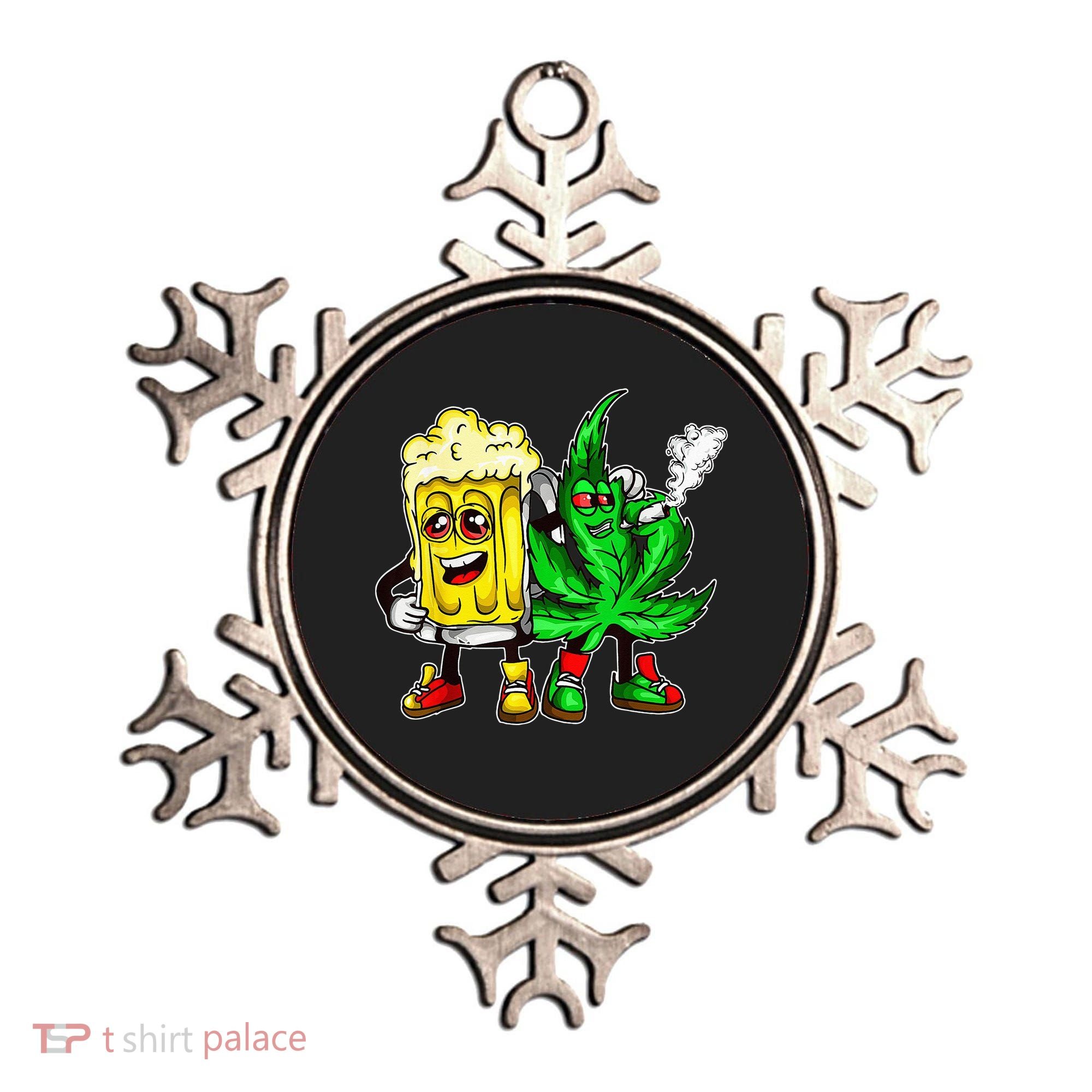 Funny 420 Pot Leaf Marijuana Bong Beer Drunk Weed Cannabis Ornament