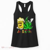 Funny 420 Pot Leaf Marijuana Bong Beer Drunk Weed Cannabis Women's Tank Top thumb 0