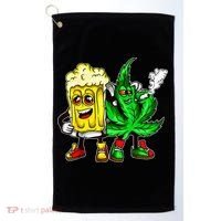 Funny 420 Pot Leaf Marijuana Bong Beer Drunk Weed Cannabis Golf Towel thumb 0