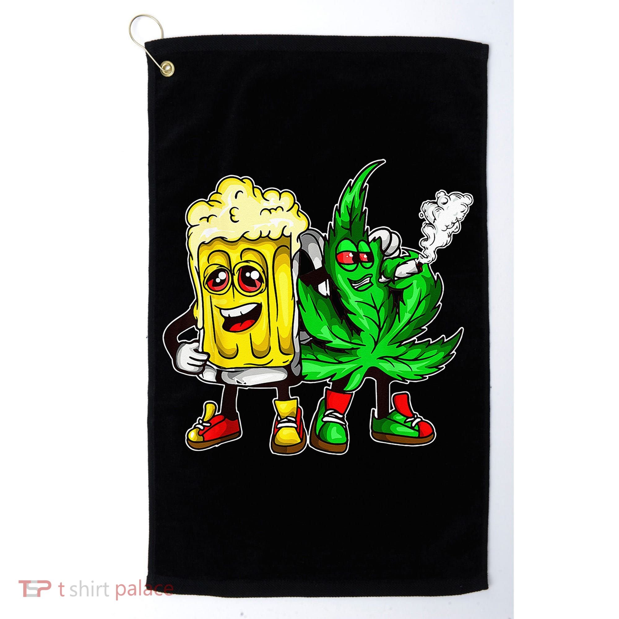 Funny 420 Pot Leaf Marijuana Bong Beer Drunk Weed Cannabis Golf Towel