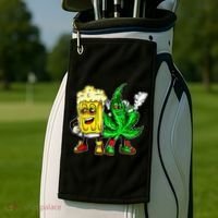 Funny 420 Pot Leaf Marijuana Bong Beer Drunk Weed Cannabis Golf Towel thumb 2
