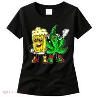 Funny 420 Pot Leaf Marijuana Bong Beer Drunk Weed Cannabis Women's T-Shirt thumb 0