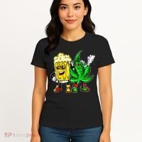 Funny 420 Pot Leaf Marijuana Bong Beer Drunk Weed Cannabis Women's T-Shirt thumb 4