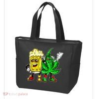 Funny 420 Pot Leaf Marijuana Bong Beer Drunk Weed Cannabis Tote Bag thumb 3