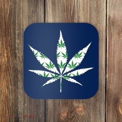Funny 420 Stoner THC Marijuana Cannabis Weed Pot Leaf Smoker Coaster