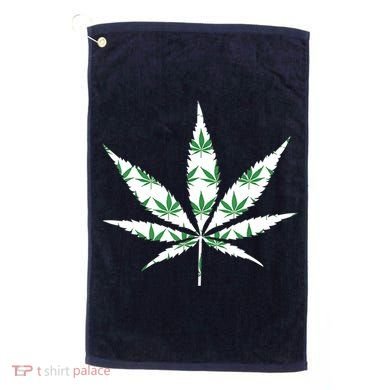 Funny 420 Stoner THC Marijuana Cannabis Weed Pot Leaf Smoker Golf Towel