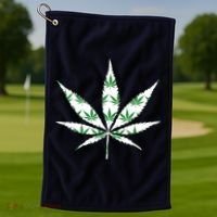 Funny 420 Stoner THC Marijuana Cannabis Weed Pot Leaf Smoker Golf Towel thumb 1