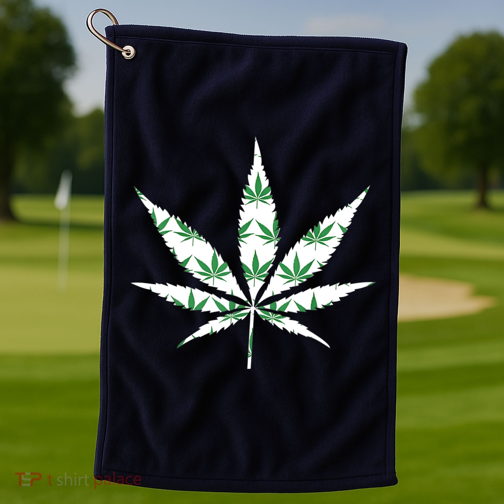 Funny 420 Stoner THC Marijuana Cannabis Weed Pot Leaf Smoker Golf Towel