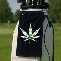 Funny 420 Stoner THC Marijuana Cannabis Weed Pot Leaf Smoker Golf Towel thumb 2