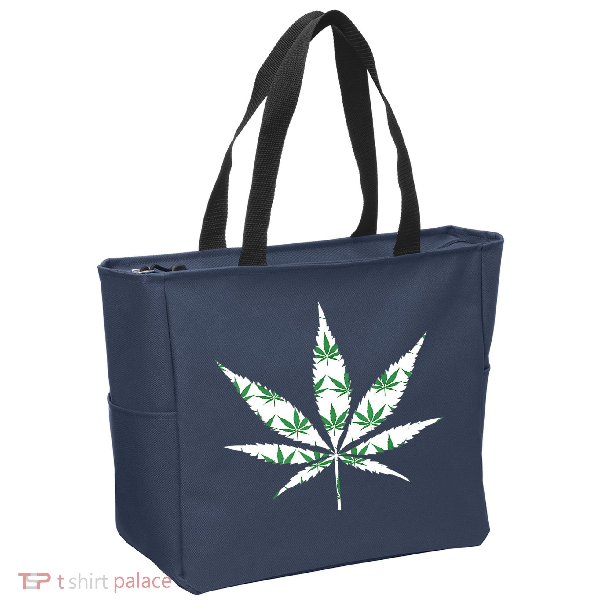 Funny 420 Stoner THC Marijuana Cannabis Weed Pot Leaf Smoker Tote Bag