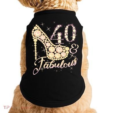 Fabulous & 40 Sparkly Heel 40th Birthday Doggie Tank