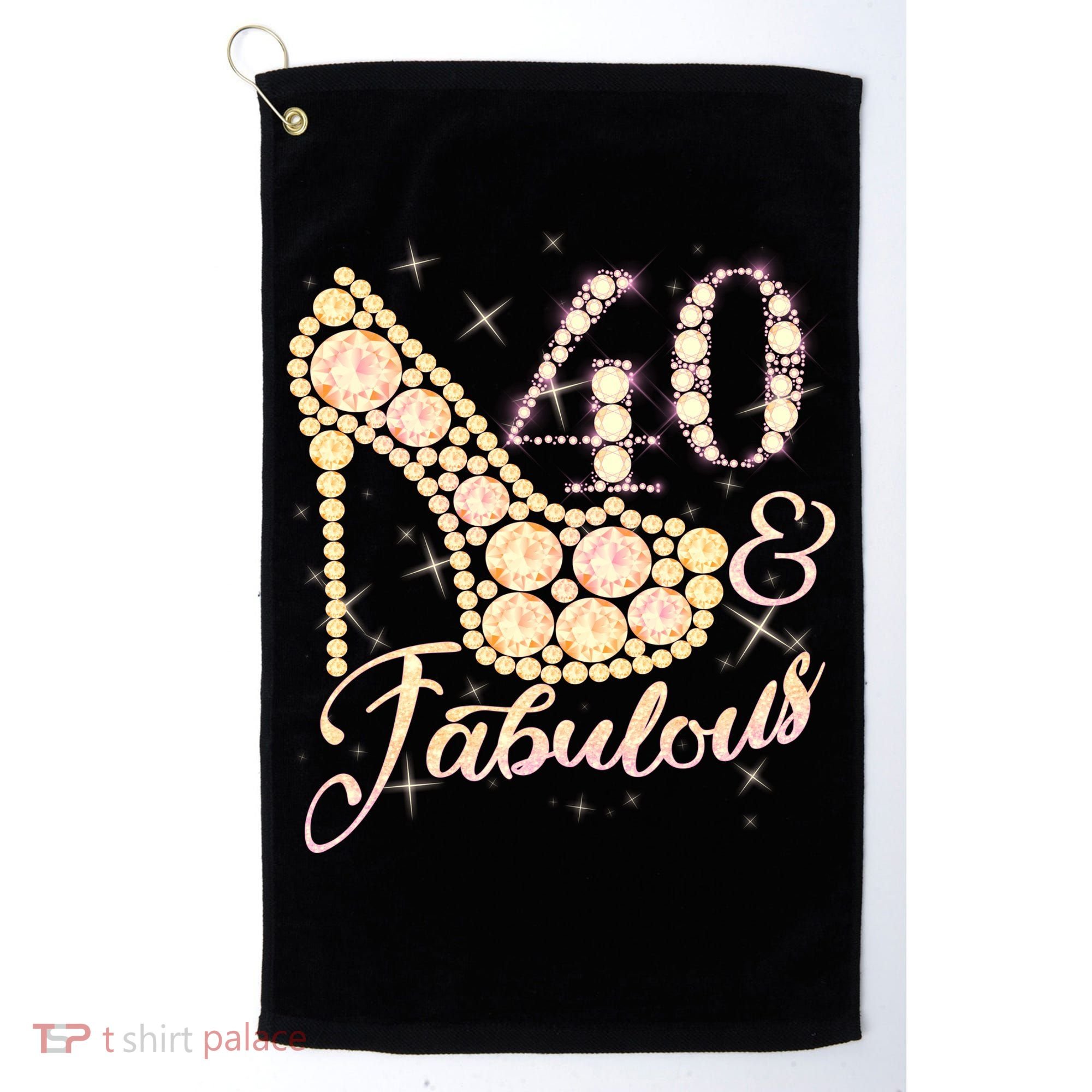 Fabulous & 40 Sparkly Heel 40th Birthday Golf Towel
