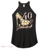 Fabulous & 40 Sparkly Heel 40th Birthday Women's Perfect Tri Rocker Tank thumb 0