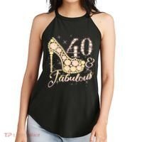 Fabulous & 40 Sparkly Heel 40th Birthday Women's Perfect Tri Rocker Tank thumb 2