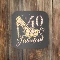 Fabulous & 40 Sparkly Heel 40th Birthday Coaster thumb 0