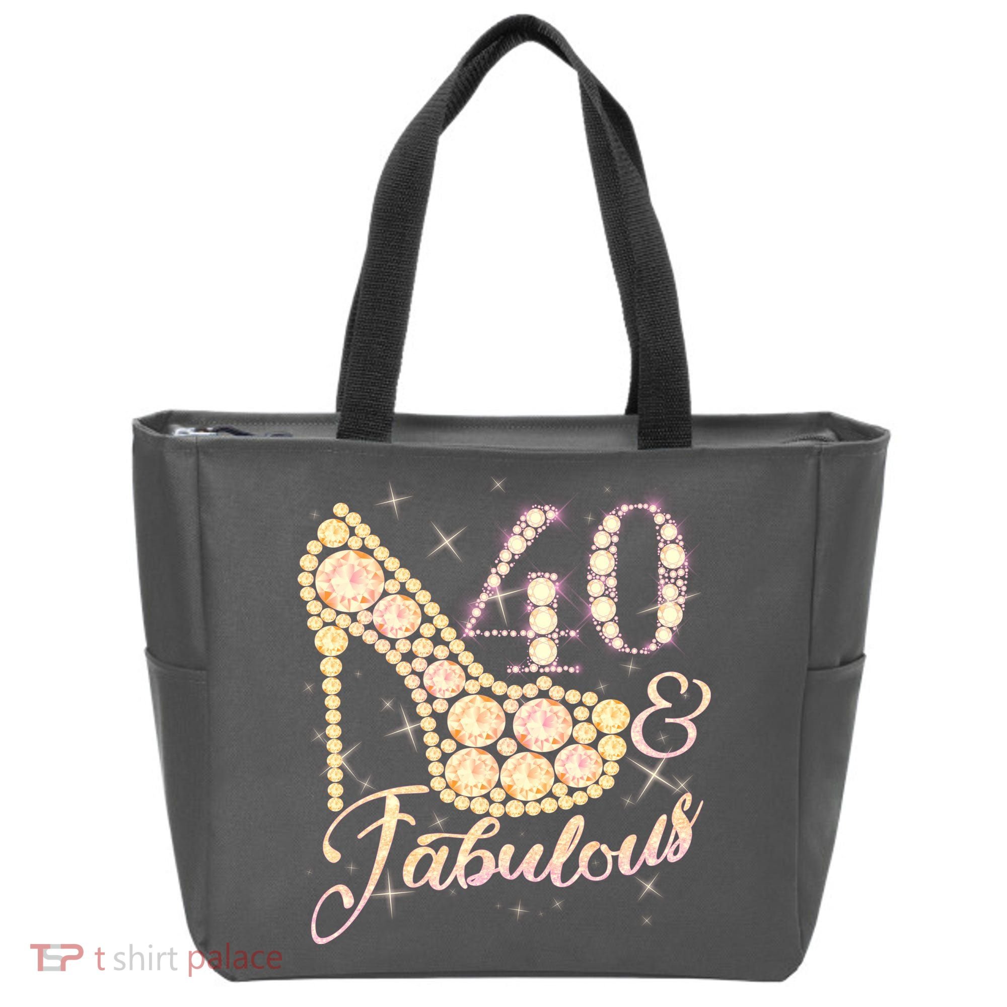 Fabulous & 40 Sparkly Heel 40th Birthday Tote Bag