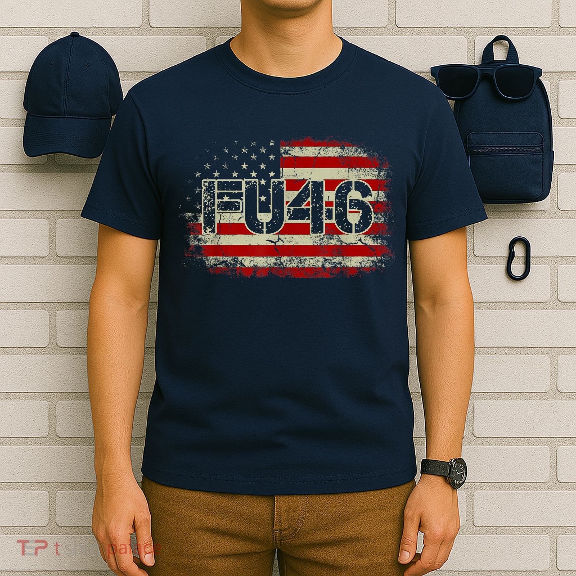 FU 46 Vintage Old American Flag Funny Biden Patriots FU46 T-Shirt