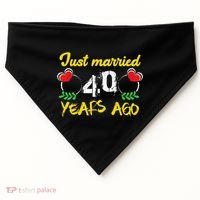 Funny 40th Wedding Anniversary Just Married 40 Years Ago USA-Made Doggie Bandana thumb 0