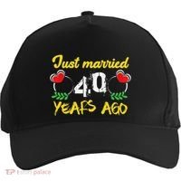 Funny 40th Wedding Anniversary Just Married 40 Years Ago Five-Panel Snapback Cap thumb 0