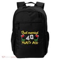 Funny 40th Wedding Anniversary Just Married 40 Years Ago Backpack thumb 0