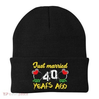 Funny 40th Wedding Anniversary Just Married 40 Years Ago Beanie
