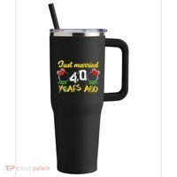 Funny 40th Wedding Anniversary Just Married 40 Years Ago 40oz Vacuum Insulated Stainless Steel Travel Tumbler thumb 0