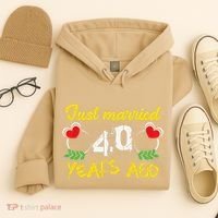 Funny 40th Wedding Anniversary Just Married 40 Years Ago Hoodie thumb 4