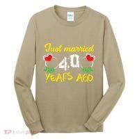 Funny 40th Wedding Anniversary Just Married 40 Years Ago Tall Long Sleeve Shirt thumb 0
