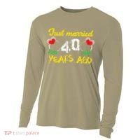 Funny 40th Wedding Anniversary Just Married 40 Years Ago Cooling Performance Long Sleeve Crew thumb 0