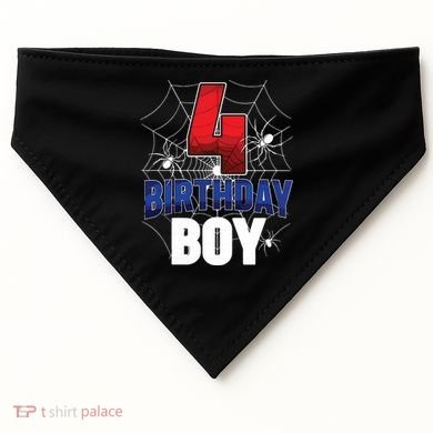 Four 4 Year Old 4th Birthday Boy Spider Web 4yr Party USA-Made Doggie Bandana