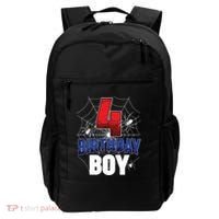 Four 4 Year Old 4th Birthday Boy Spider Web 4yr Party Backpack thumb 0