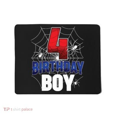 Four 4 Year Old 4th Birthday Boy Spider Web 4yr Party Mousepad