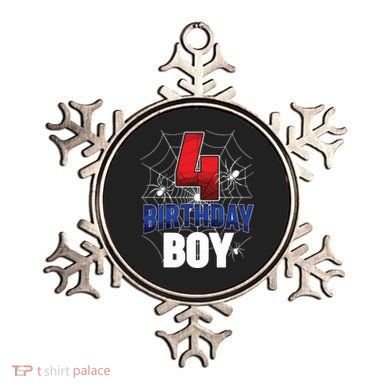 Four 4 Year Old 4th Birthday Boy Spider Web 4yr Party Ornament