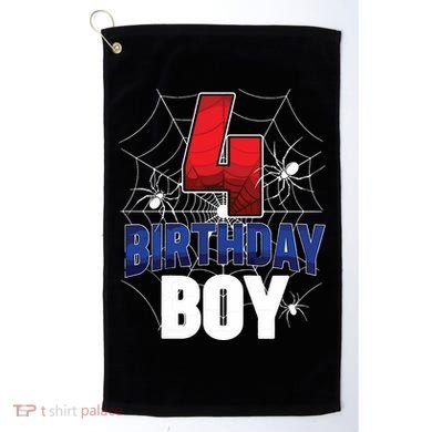 Four 4 Year Old 4th Birthday Boy Spider Web 4yr Party Golf Towel