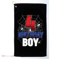 Four 4 Year Old 4th Birthday Boy Spider Web 4yr Party Golf Towel thumb 0