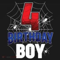 Four 4 Year Old 4th Birthday Boy Spider Web 4yr Party Kids Sweatshirt thumb 2