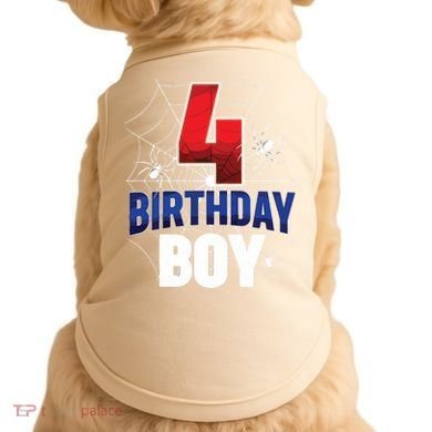 Four 4 Year Old 4th Birthday Boy Spider Web 4yr Party Doggie Tank