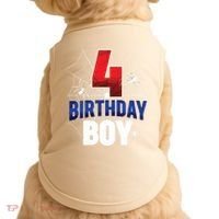 Four 4 Year Old 4th Birthday Boy Spider Web 4yr Party Doggie Tank thumb 0