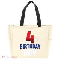 Four 4 Year Old 4th Birthday Boy Spider Web 4yr Party Tote Bag thumb 0