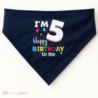 Five 5yr 5th Birthday Happy Birthday 5 Years Old USA-Made Doggie Bandana thumb 0
