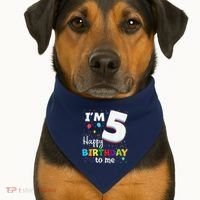 Five 5yr 5th Birthday Happy Birthday 5 Years Old USA-Made Doggie Bandana thumb 1