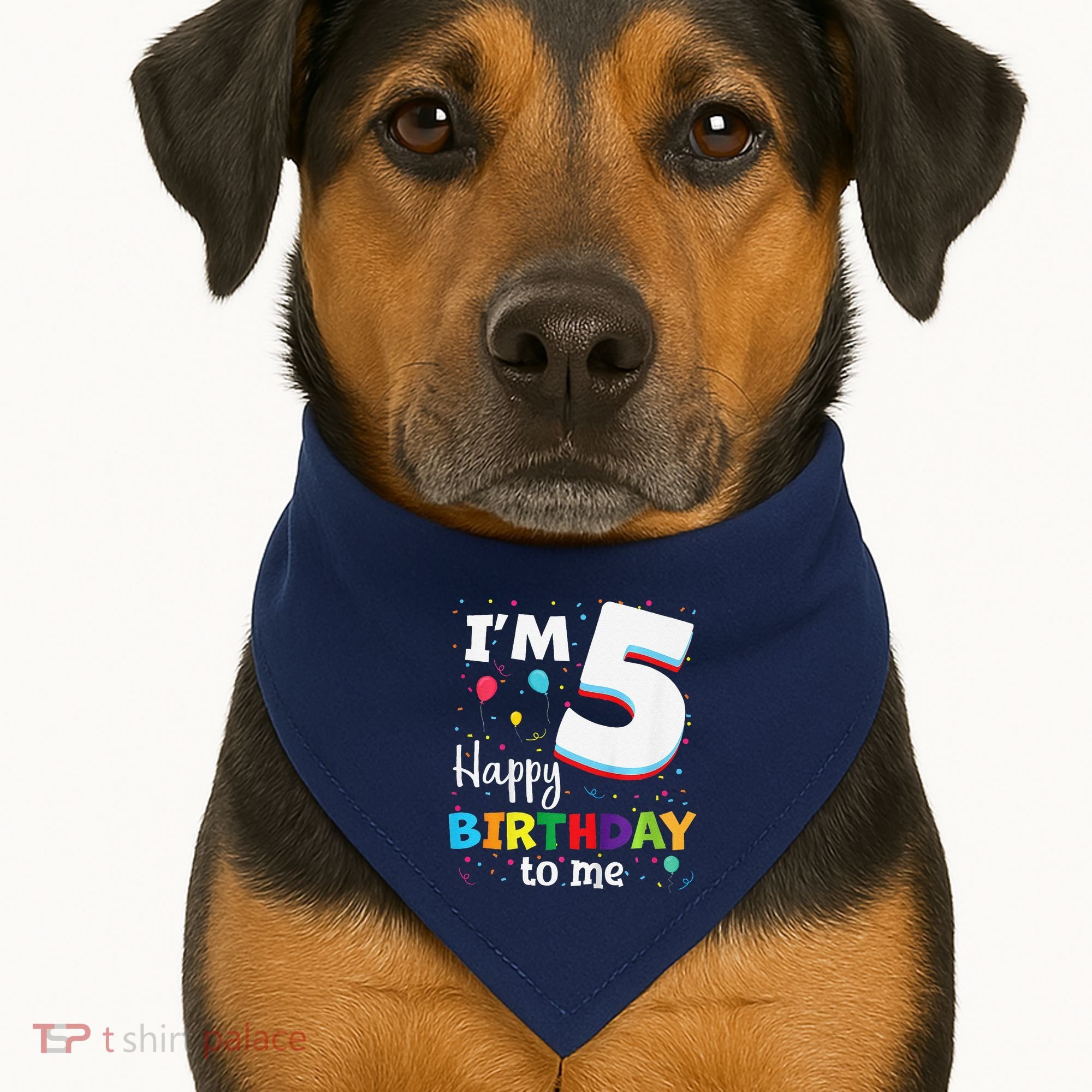 Five 5yr 5th Birthday Happy Birthday 5 Years Old USA-Made Doggie Bandana