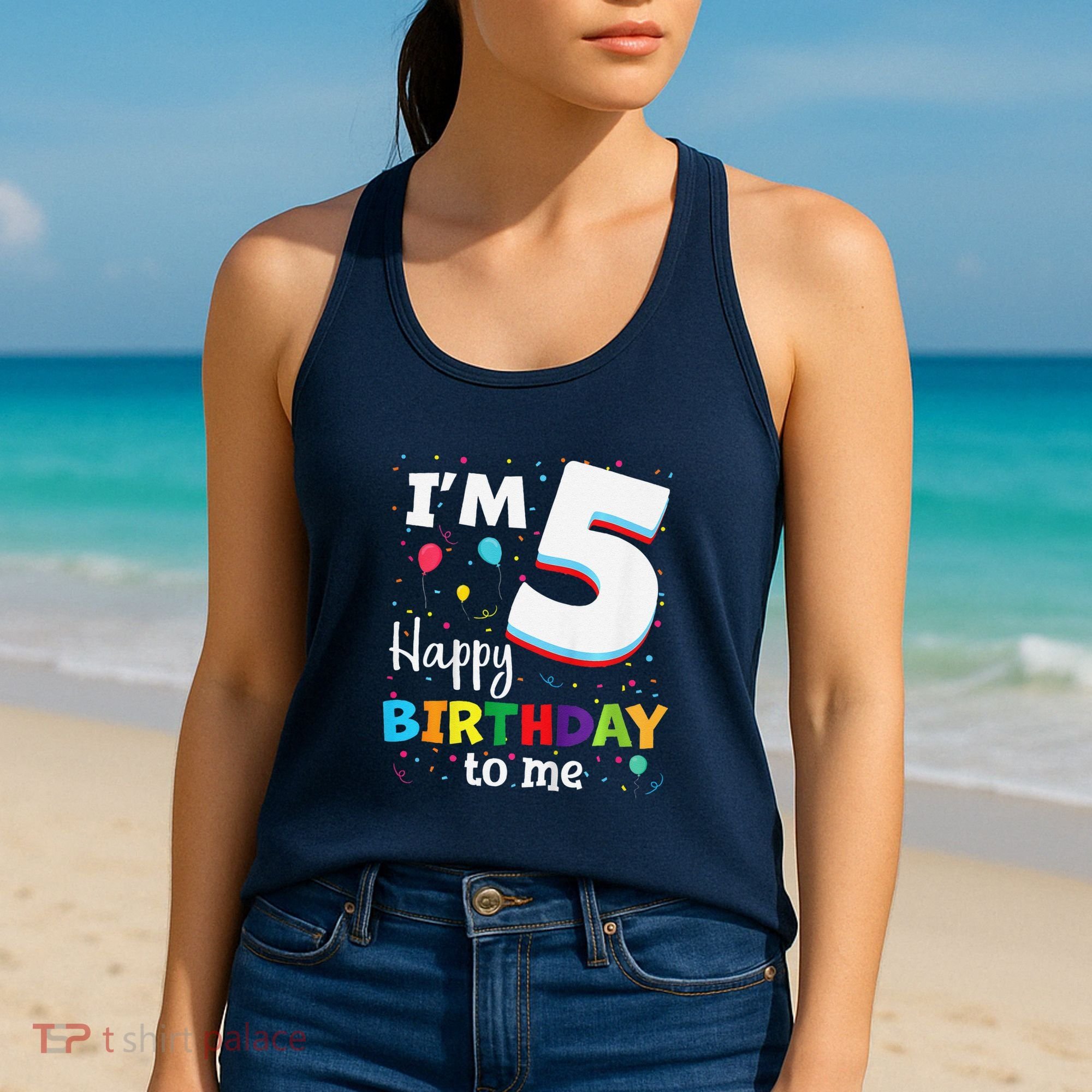Five 5yr 5th Birthday Happy Birthday 5 Years Old Women's Tank Top