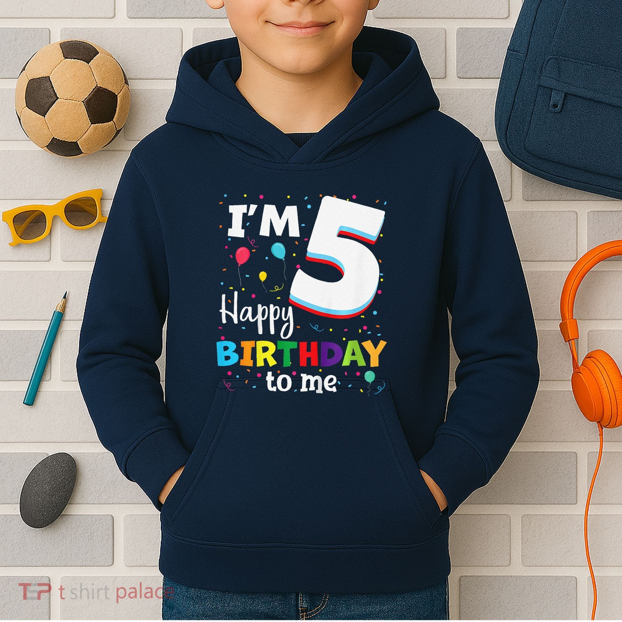 Five 5yr 5th Birthday Happy Birthday 5 Years Old Kids Hoodie