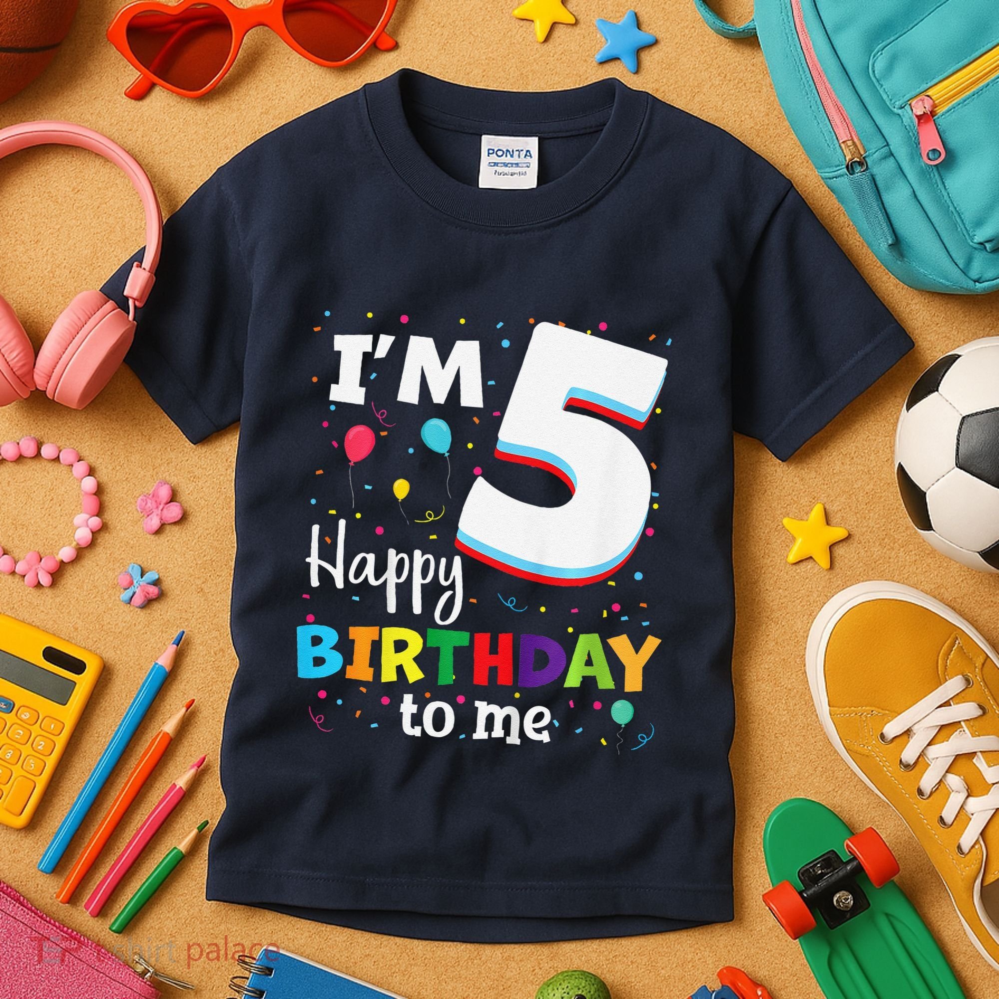 Five 5yr 5th Birthday Happy Birthday 5 Years Old Kids T-Shirt