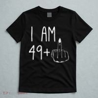 Funny 50th Birthday Women Girl: I Am 49 Plus 1 Middle Finger T-Shirt thumb 5