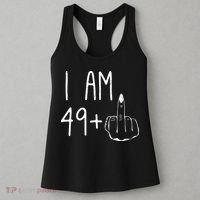 Funny 50th Birthday Women Girl: I Am 49 Plus 1 Middle Finger Women's Tank Top thumb 3
