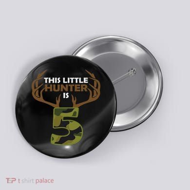 Funny 5th Birthday 5 Year Old Deer Hunter Gift For Button