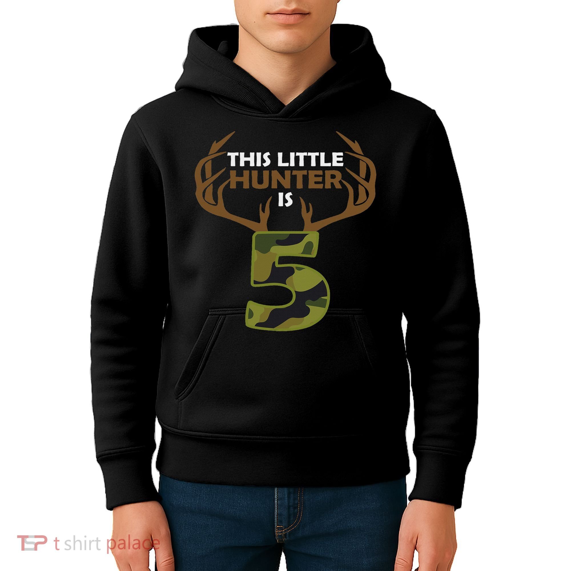 Funny 5th Birthday 5 Year Old Deer Hunter Gift For Kids Hoodie