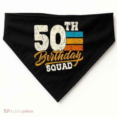 Funny 50th Birthday Squad Group Vintage Retro USA-Made Doggie Bandana